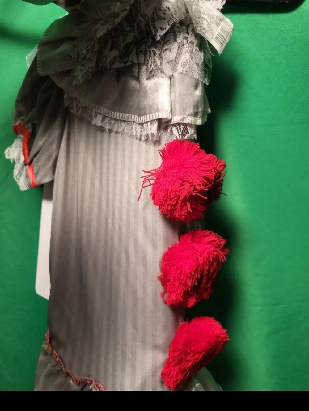 Girls' Carnival Clown Costume in Gray with Red Accents